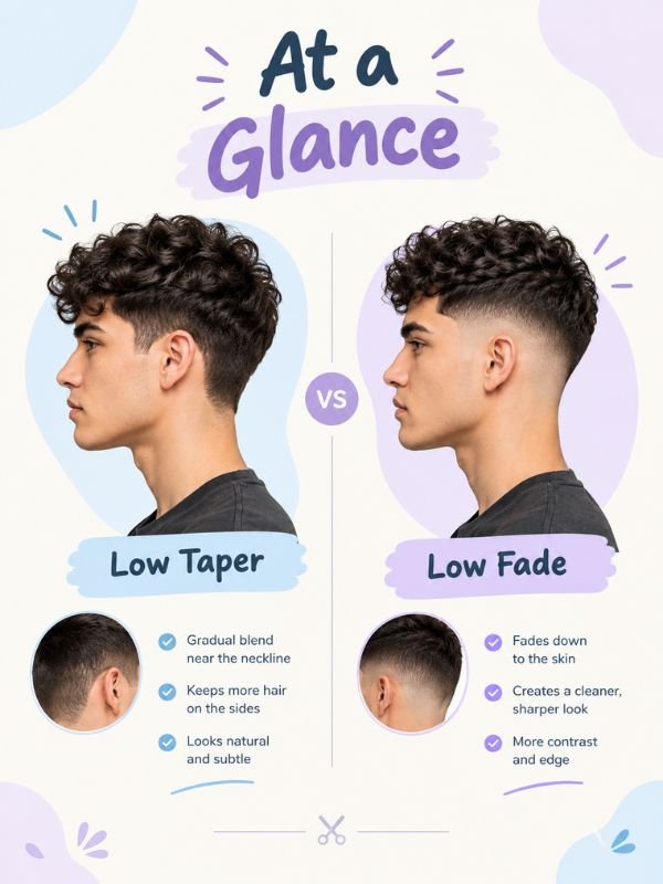 Low taper vs low fade at a glance