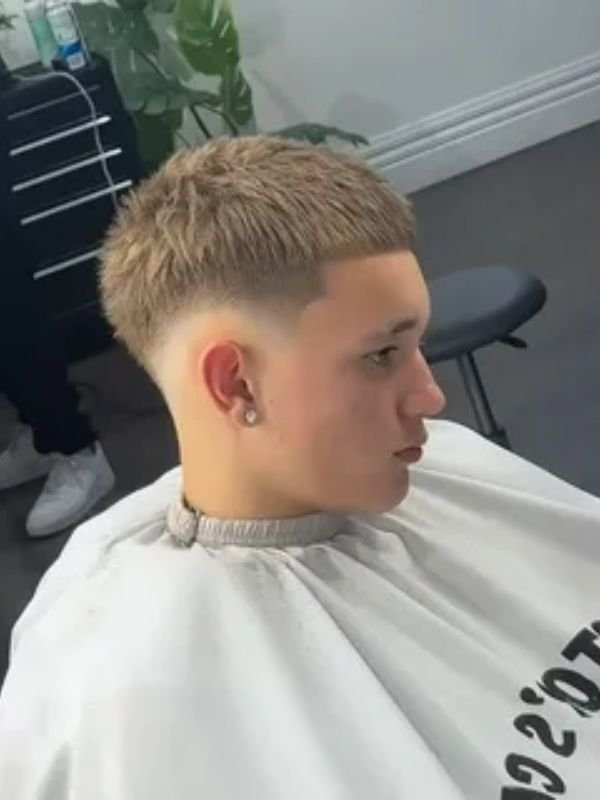 Short hair or buzz cut drop fade